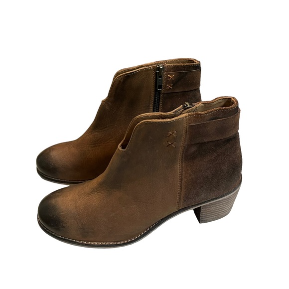 Diba Brown Leather/Suede Ankle Boot with Front Cutout, Sz 8.5 - Picture 4 of 13